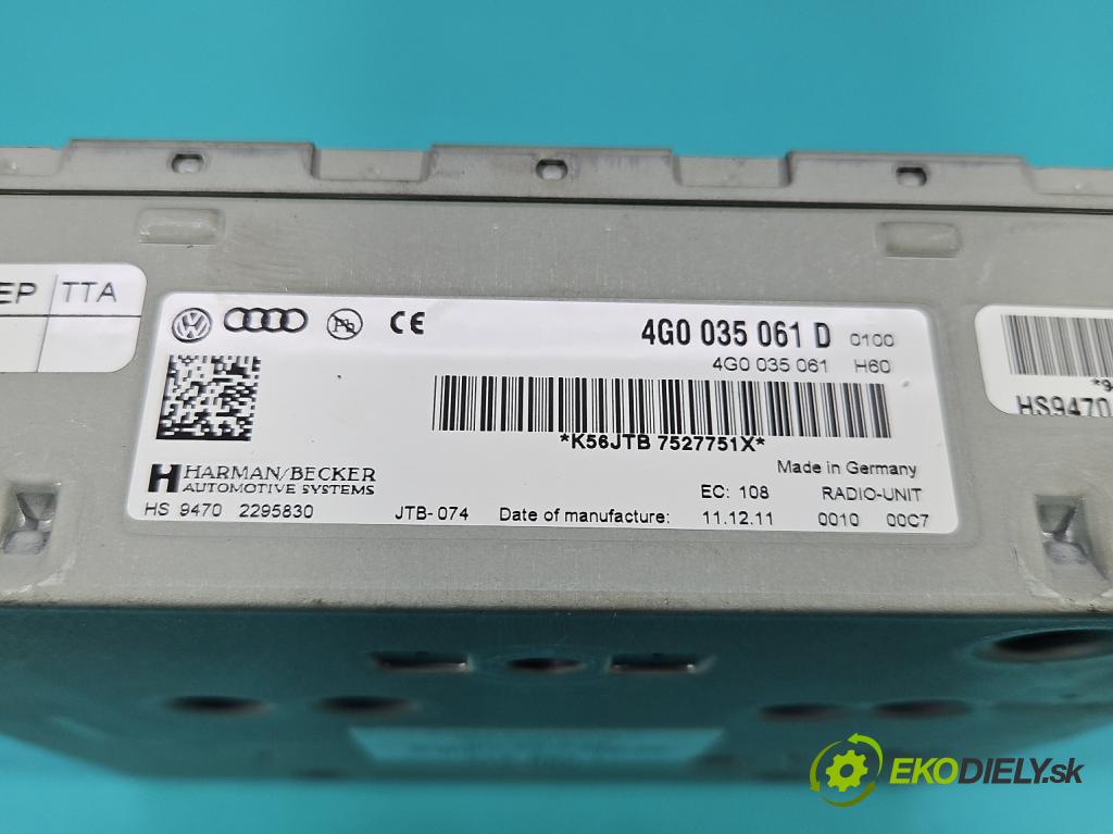 Audi Q5 2008-2016 3.0 tdi 239KM automatic 176 kW 2967 cm3 5- Radio originál 4G0035061D