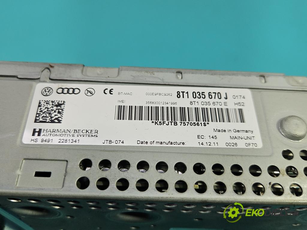 Audi Q5 2008-2016 3.0 tdi 239KM automatic 176 kW 2967 cm3 5- Menič: cd 8T1035670J (CD menič)