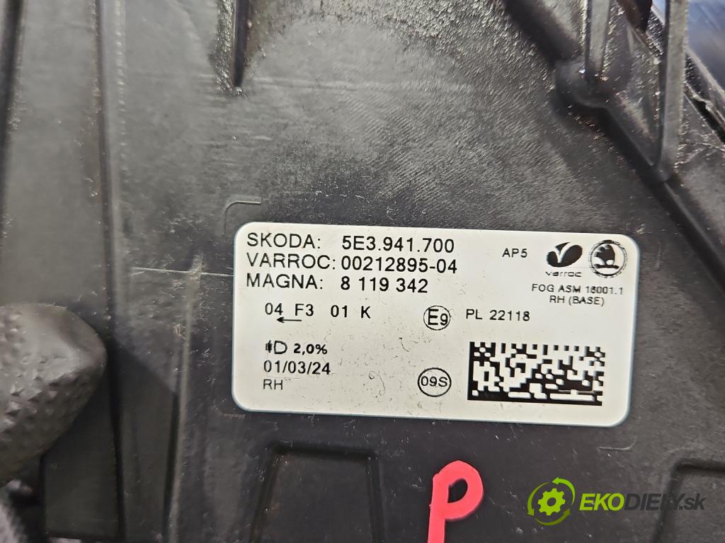 Skoda Octavia IV 2019- 2.0 tdi 116 HP manual 85 kW 1968 cm3 5- Halogen pravý 5E3941700 (Kľučka dverí ostatné)