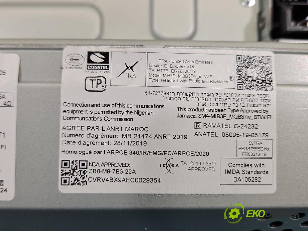 Skoda Octavia IV 2019- 2.0 tdi 116 HP manual 85 kW 1968 cm3 5- Radio originál 5E3035869C