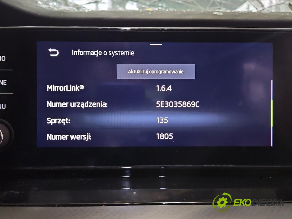 Skoda Octavia IV 2019- 2.0 tdi 116 HP manual 85 kW 1968 cm3 5- Radio originál 5E3035869C