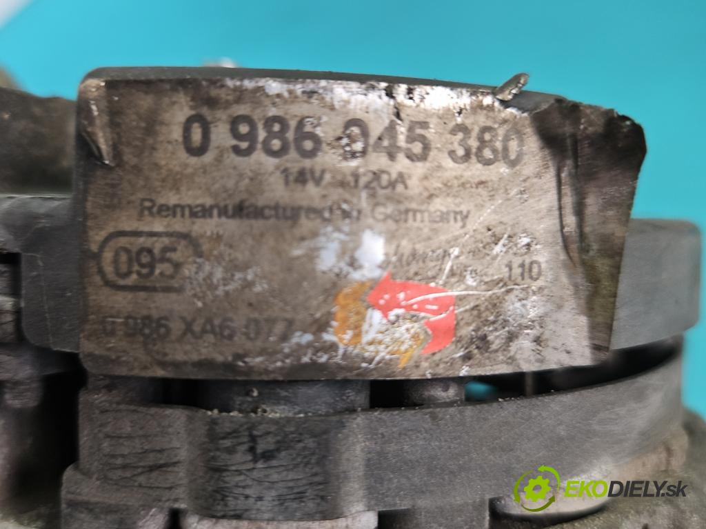 Mercedes C W203 2000-2007 1.8 Kompresor 143 HP manual 105 kW 1796 cm3 3- Alternator 0986045380 (Alternátor)
