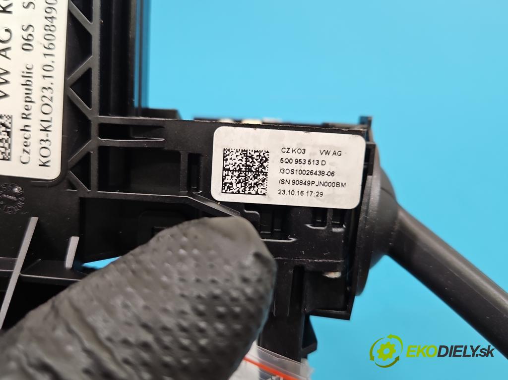 Skoda Octavia III 2013- 1.4 TSI 150 HP manual 110 kW 1395 cm3 5- prepínač komplex: 5Q0953507FR (Prepínacie páčky pod volantom)
