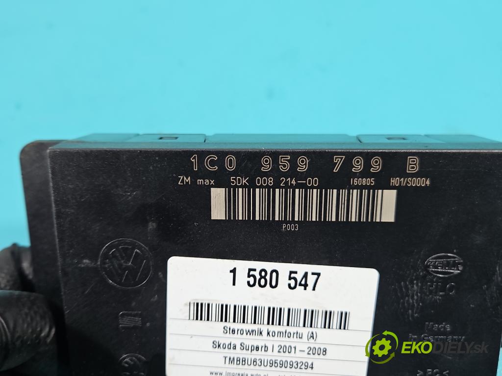 Skoda Superb I 2001-2008 1.9 tdi 131 HP automatic 96 kW 1896 cm3 4- riadiaca jednotka komfortu 1C0959799B