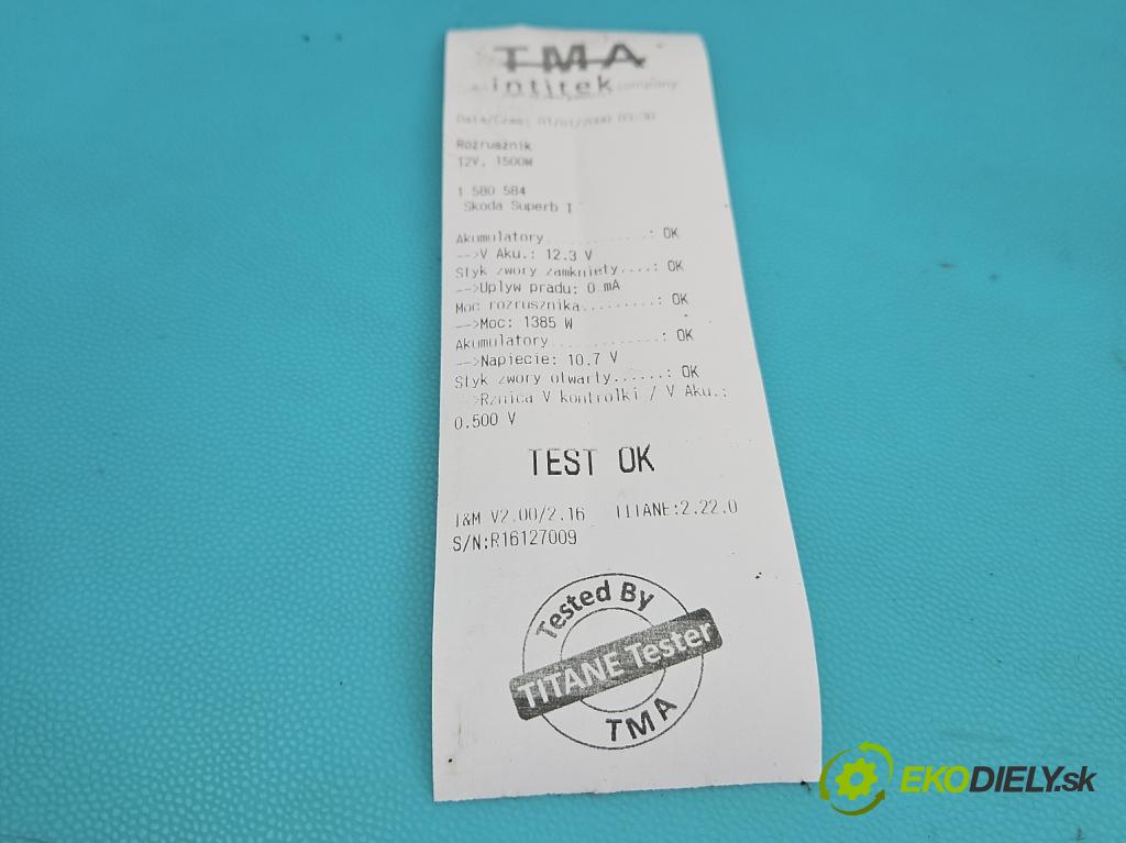 Skoda Superb I 2001-2008 1.9 tdi 131 HP automatic 96 kW 1896 cm3 4- štartér  (Štartér)