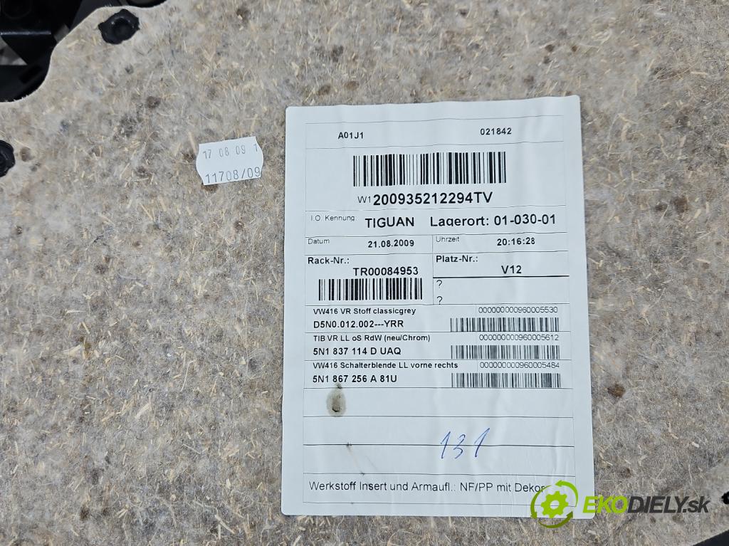 Vw Tiguan I 2007-2016 1.4 TSI 150 HP manual 110 kW 1390 cm3 5- Čalounictví: dvere predné pravé 200935212294