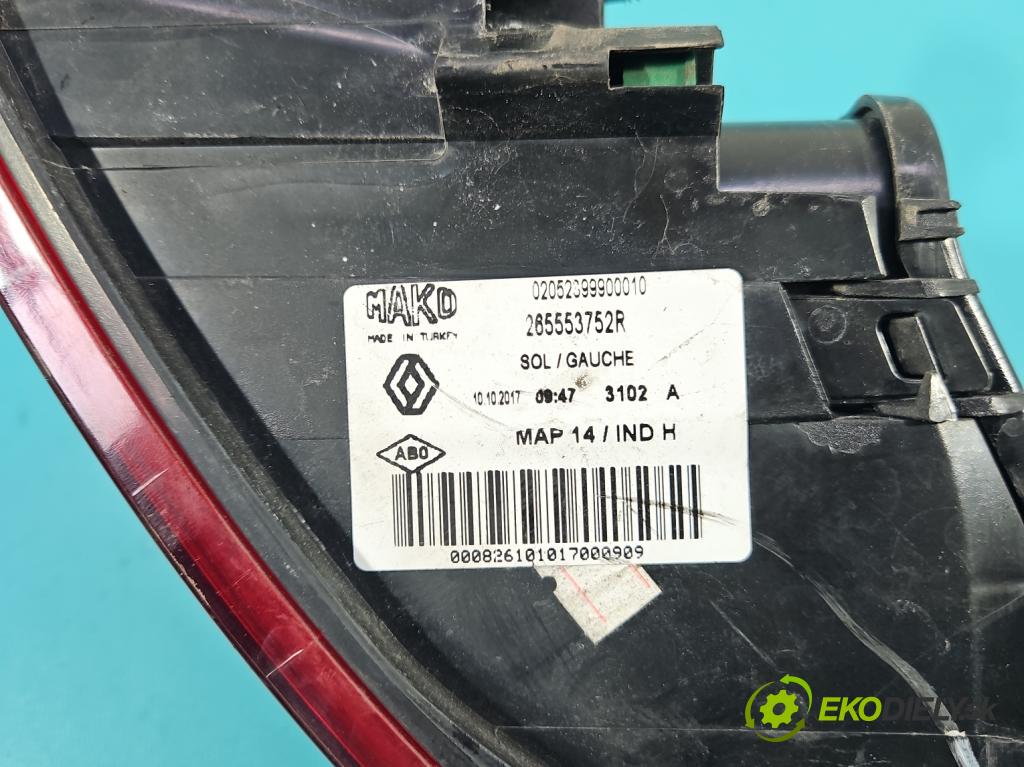 Renault Clio IV 2012-2020 1.2 16V 73 HP manual 54 kW 1149 cm3 5- svetlo / reflektor zadné ľavé 265553752R (Kľučka dverí ostatné)