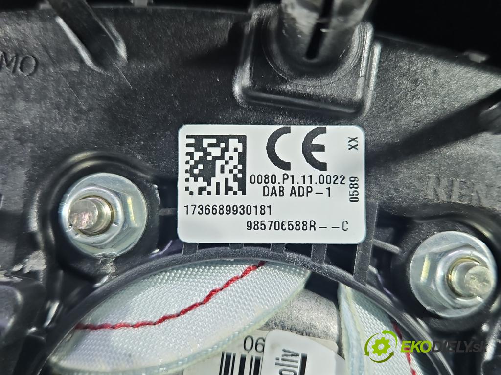 Renault Clio IV 2012-2020 1.2 16V 73 hp manual 54 kW 1149 cm3 5- Polštář: vzduch: Řidič: 985706588R (Airbag)