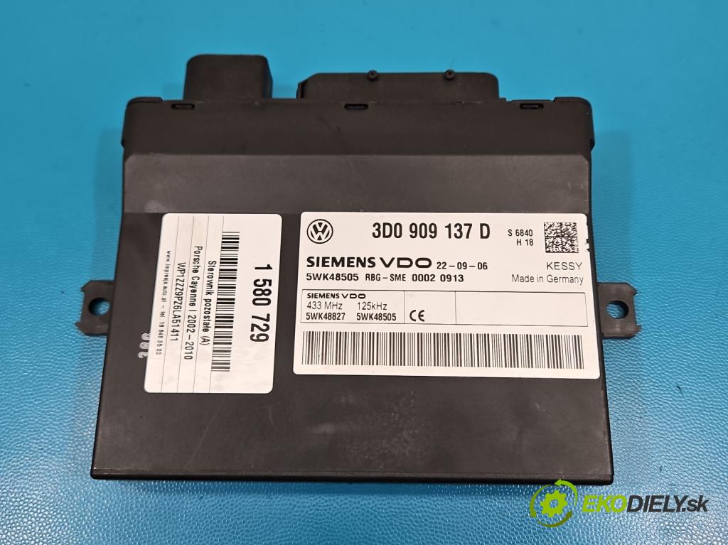 Porsche Cayenne I 2002-2010 4.5 V8 340KM: automatic 250 kW 4511 cm3 5- riadiaca jednotka ostatné 3D0909137D