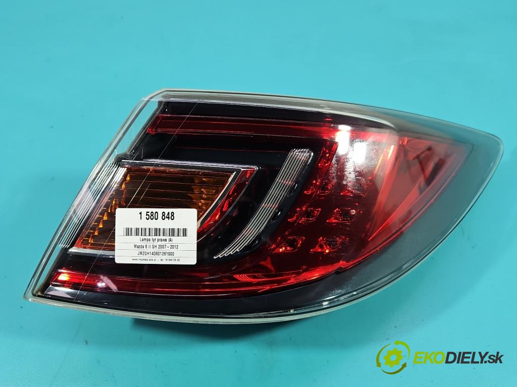 Mazda 6 II GH 2007-2012 2.0 citd 140 HP manual 103 kW 1998 cm3 5- svetlo / reflektor zadné pravé GS1F-51150 (Kľučka dverí ostatné)