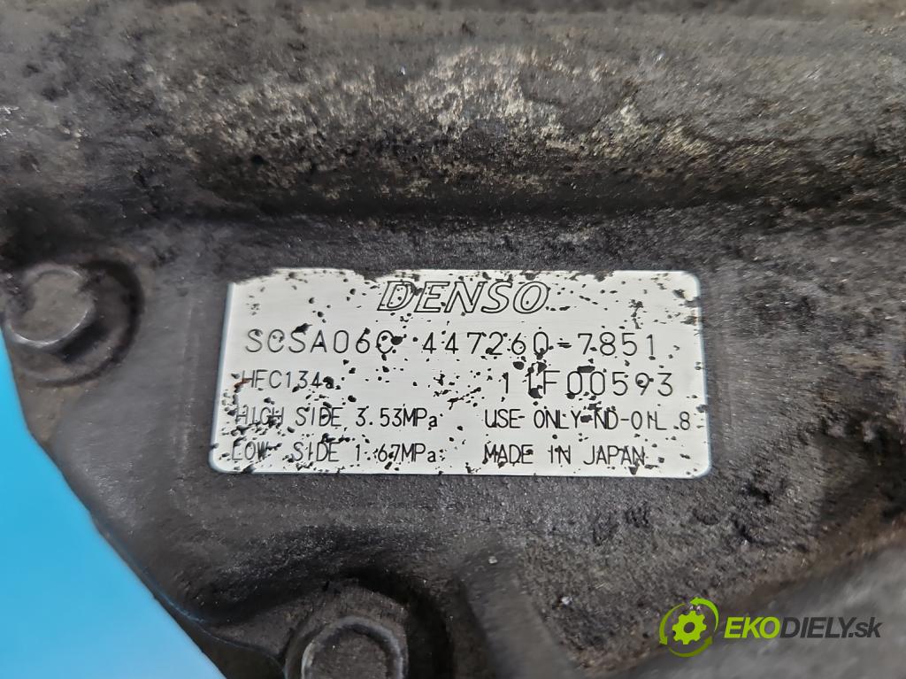 Toyota Corolla E12 2001-2009 1.4 D4D 90 HP manual 66 kW 1364 cm3 5- Kompresor: klimatizácie 447260-7851 (Kompresor klimatizácie)