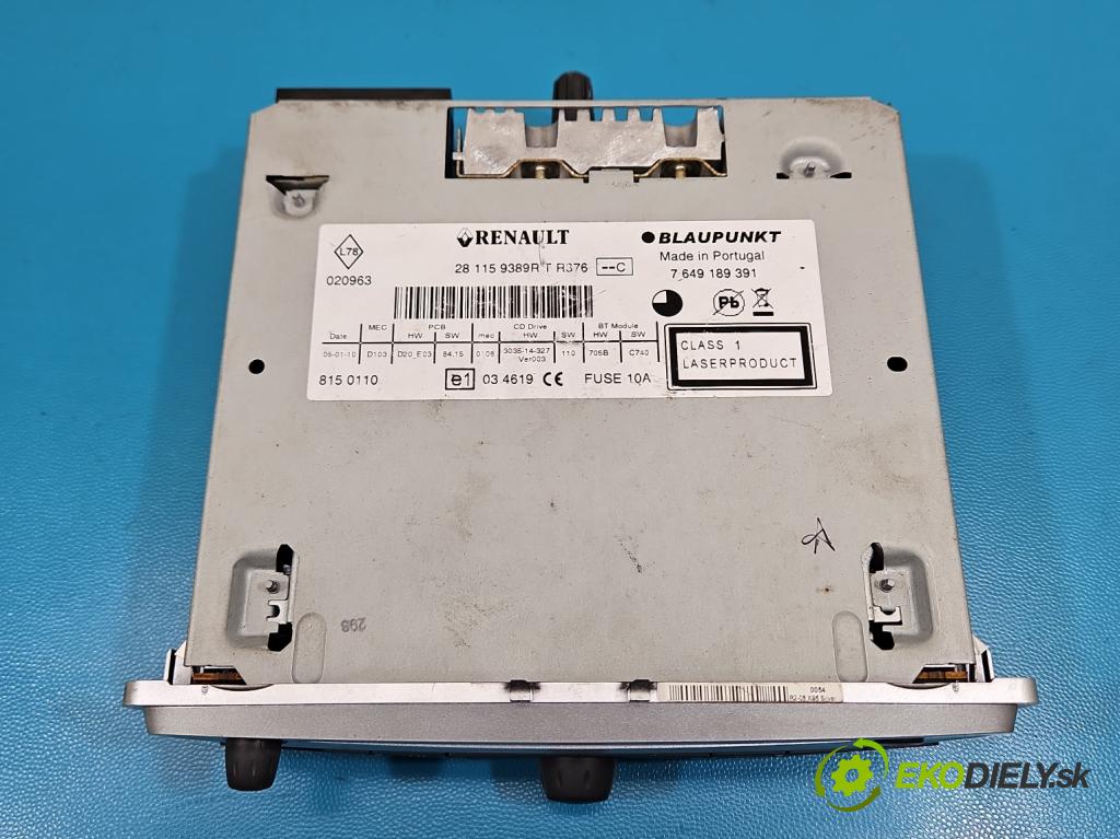 Renault Fluence 1.6 16V 110 HP manual 81 kW 1598 cm3 4- Radio originál 281159389R