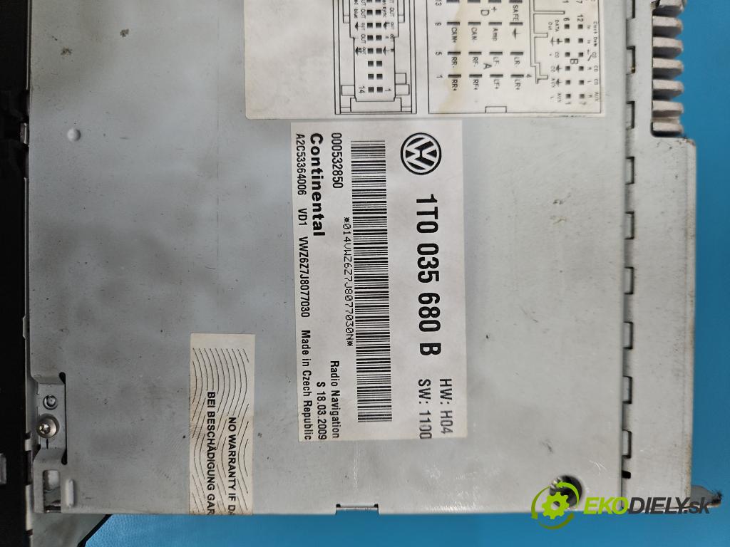 Vw Passat B6 2005-2010 2.0 tdi 136 HP manual 100 kW 1968 cm3 5- Radio originál 1T0035680B