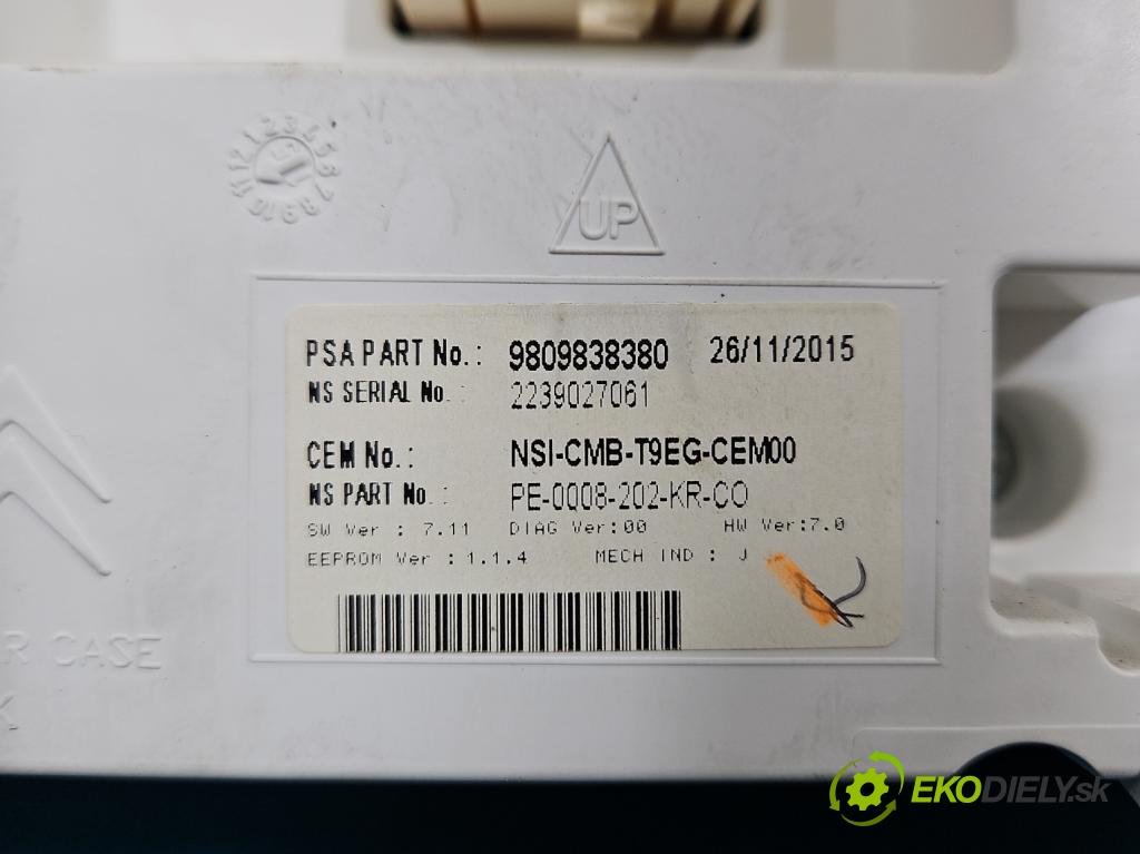 Peugeot 308 II 2013-2021 1.6 hdi 120 HP manual 88 kW 1560 cm3 5- prístrojovka/ budíky 9809838380 (Prístrojová doska)