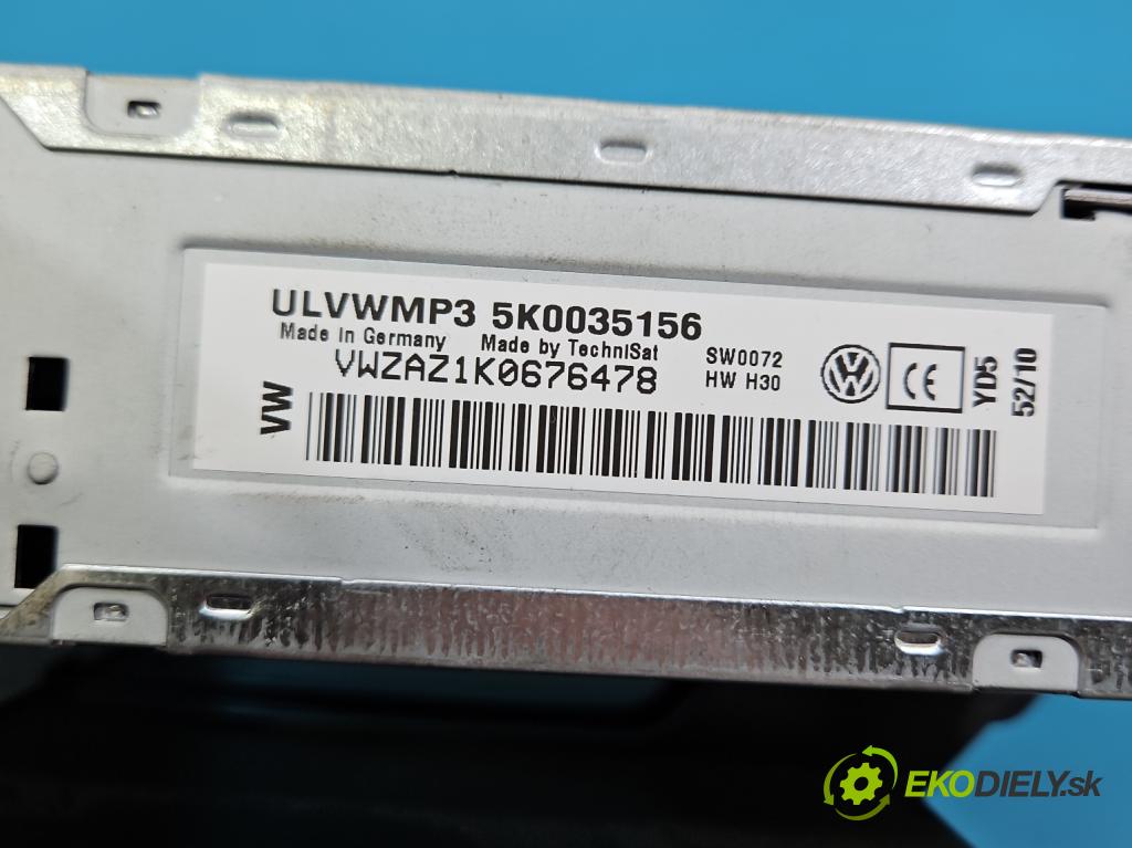 Vw Golf VI 2008-2013 1.6 tdi CAY 105 HP manual 77 kW 1598 cm3 5- Radio originál 5K0035156