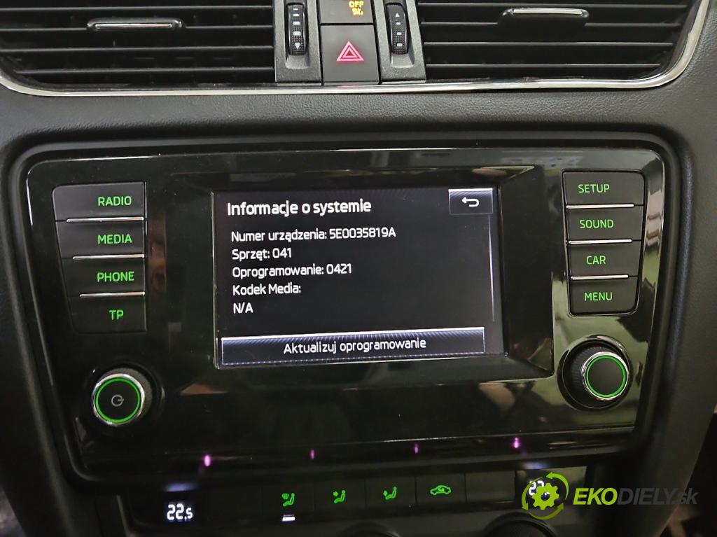Skoda Octavia III 2013- 1.4 tsi 140 HP manual 103 kW 1395 cm3 5- Radio originál 5E0919605
