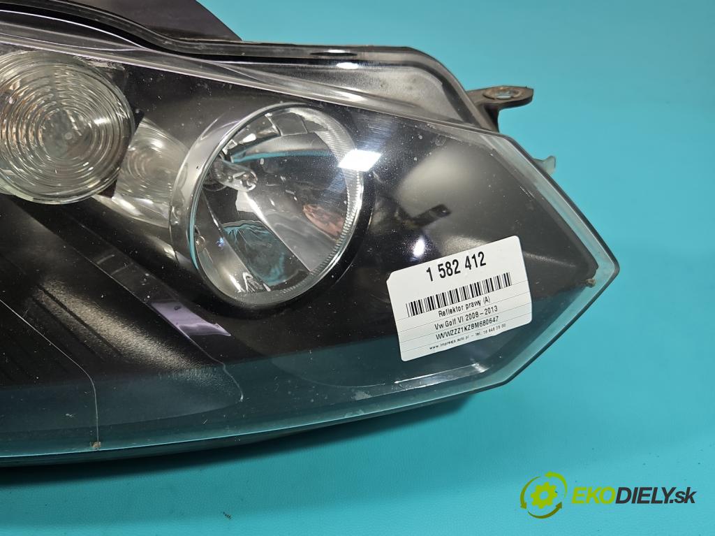 Vw Golf VI 2008-2013 1.6 tdi CAY 105 HP manual 77 kW 1598 cm3 5- Reflektor: pravý  (Svetlo predné pravé)