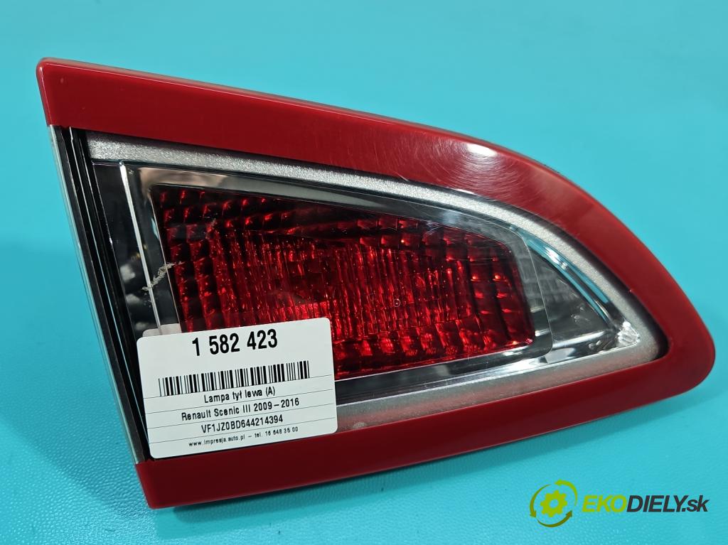 Renault Scenic III 2009-2016 1.5 dci 106 HP manual 78 kW 1461 cm3 5- svetlo / reflektor zadné ľavé 265550018R (Kľučka dverí ostatné)