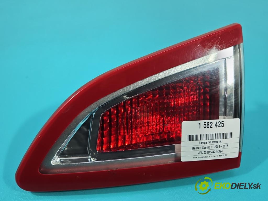 Renault Scenic III 2009-2016 1.5 dci 106 HP manual 78 kW 1461 cm3 5- svetlo / reflektor zadné pravé 265550018R (Kľučka dverí ostatné)
