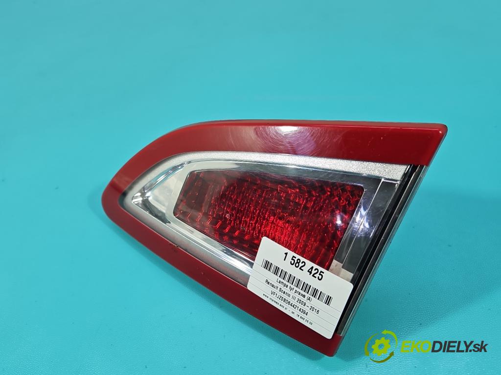 Renault Scenic III 2009-2016 1.5 dci 106 HP manual 78 kW 1461 cm3 5- svetlo / reflektor zadné pravé 265550018R (Kľučka dverí ostatné)