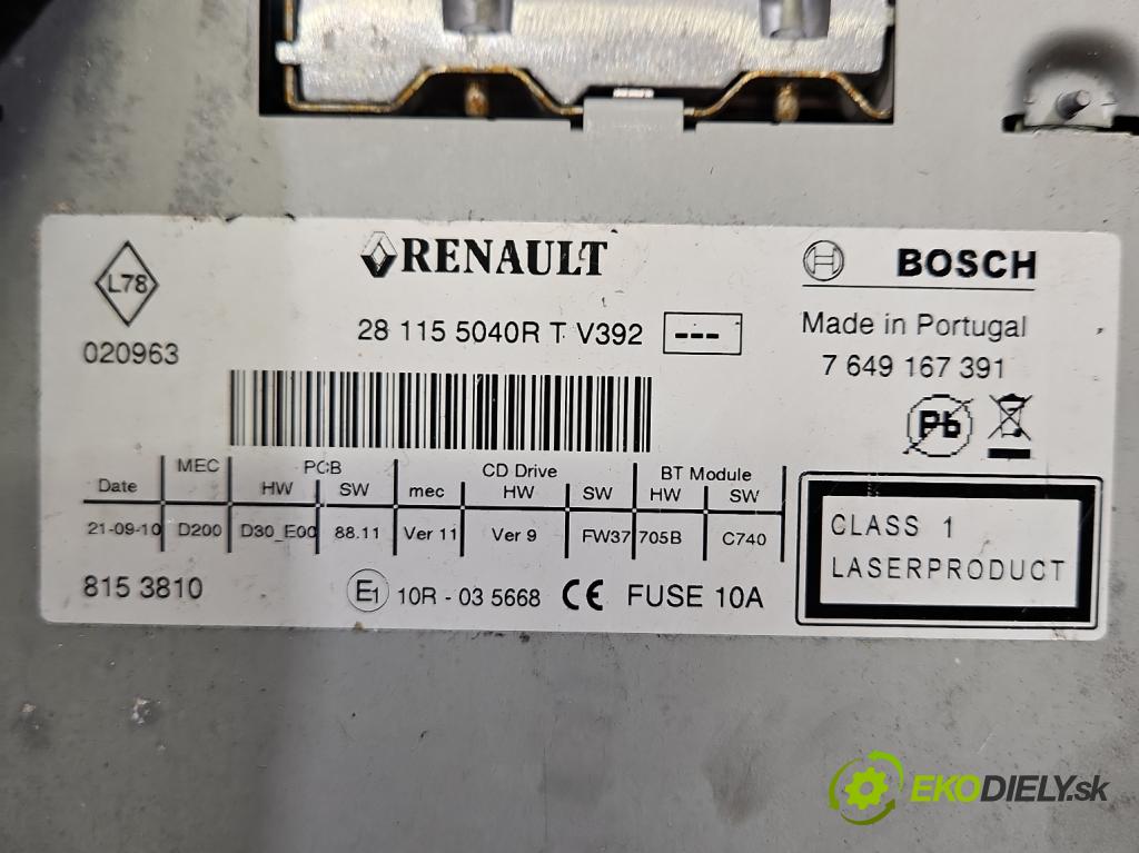 Renault Scenic III 2009-2016 1.5 dci 106 hp manual 78 kW 1461 cm3 5- Radio továrna: 7649167391