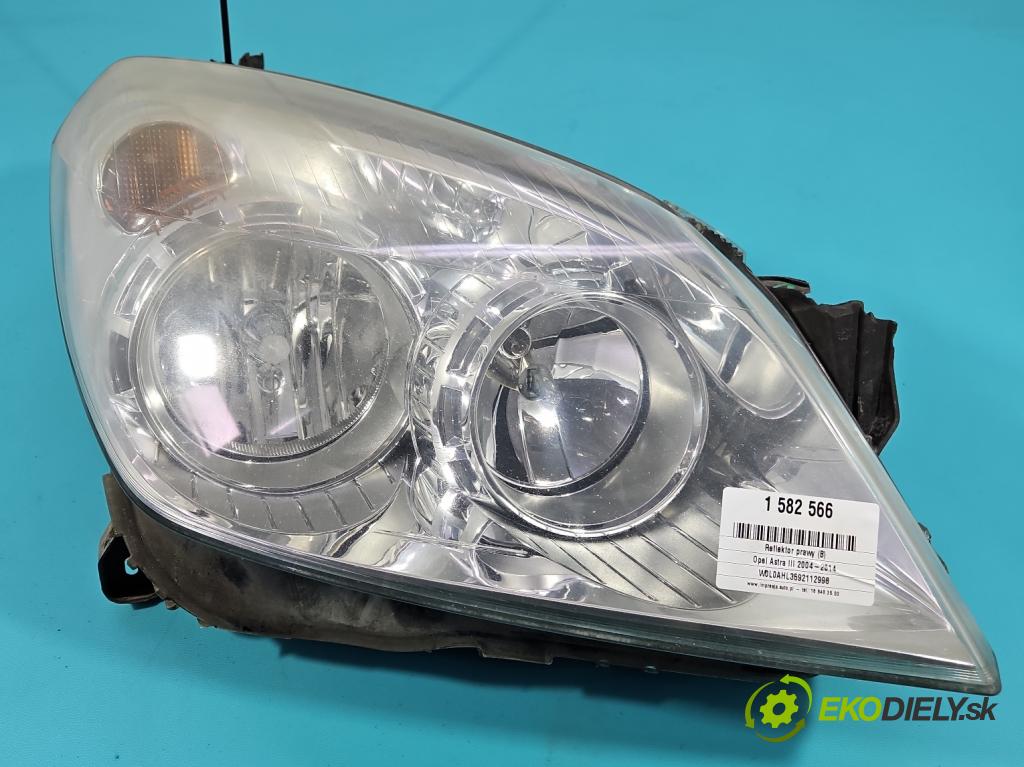 Opel Astra III 2004-2014 1.3 cdti 90 HP manual 66 kW 1248 cm3 5- Reflektor: pravý  (Svetlo predné pravé)