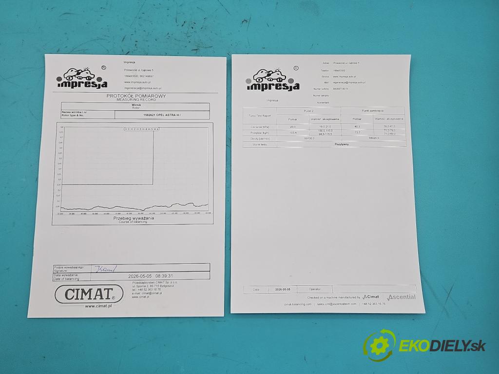 Opel Astra III 2004-2014 1.3 cdti 90 HP manual 66 kW 1248 cm3 5- turbodúchadlo, turbo repasovaná BV35-54359710015