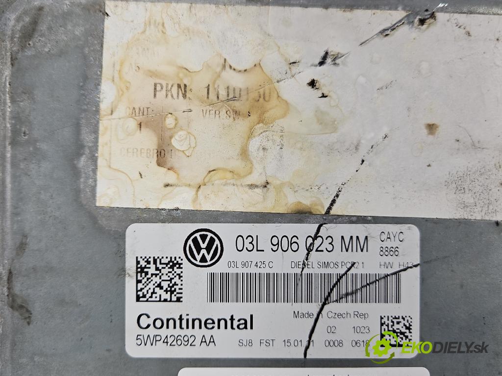 Vw Golf VI 2008-2013 1.6 tdi CAY 105 HP manual 77 kW 1598 cm3 5- riadiaca jednotka motora 03L906023MM