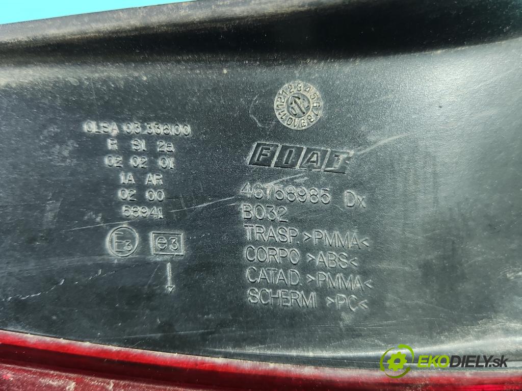 Fiat Stilo 1.6 16V 103 HP manual 76 kW 1596 cm3 5- svetlo / reflektor zadné pravé 46758985 (Kľučka dverí ostatné)