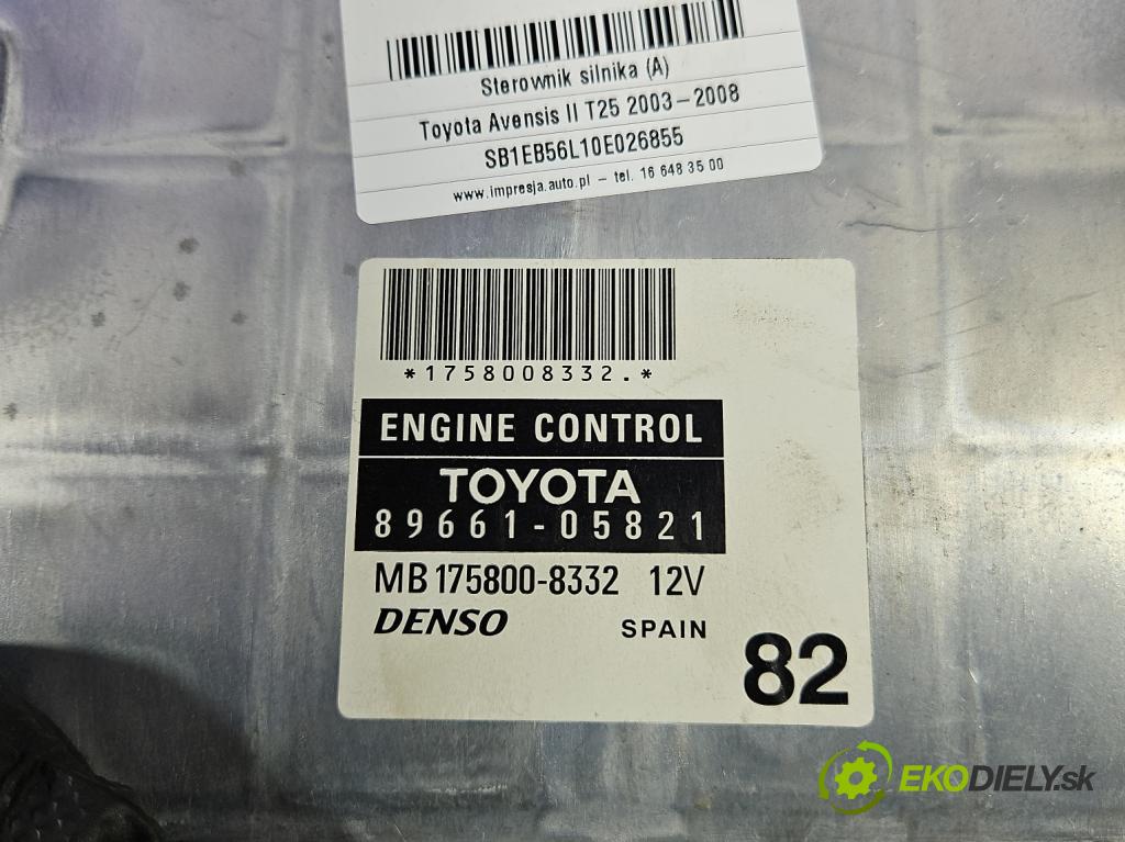 Toyota Avensis II T25 2003-2008 2.2 D-CAT 177 HP manual 130 kW 2231 cm3 5- riadiaca jednotka motora 89661-05821