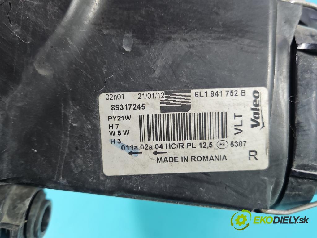 Seat Ibiza III 6L 2002-2008 1.4 16V 75 HP manual 55 kW 1390 cm3 5- Reflektor: pravý 6L1941752B (Svetlo predné pravé)