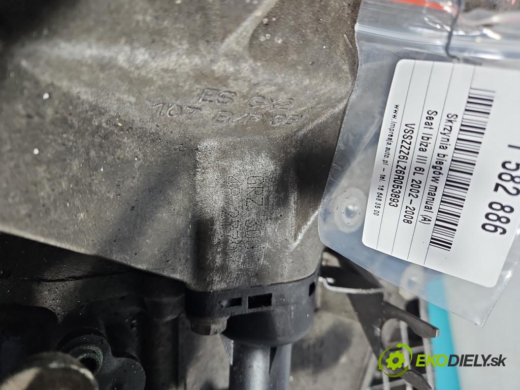 Seat Ibiza III 6L 2002-2008 1.4 16V 75 HP manual 55 kW 1390 cm3 5- prevodovka stupeň,rýchlosť manual GRZ