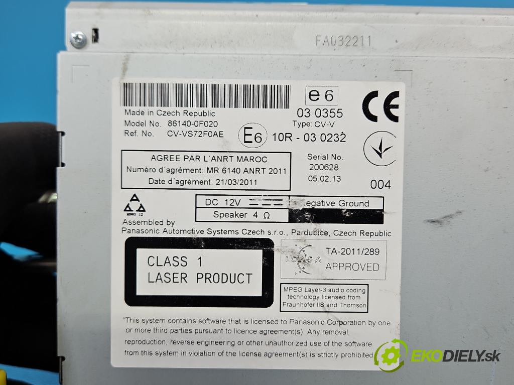 Toyota Verso 2009-2018 2.0 D4D 125 HP manual 92 kW 1998 cm3 5- Radio originál 86140-0F020