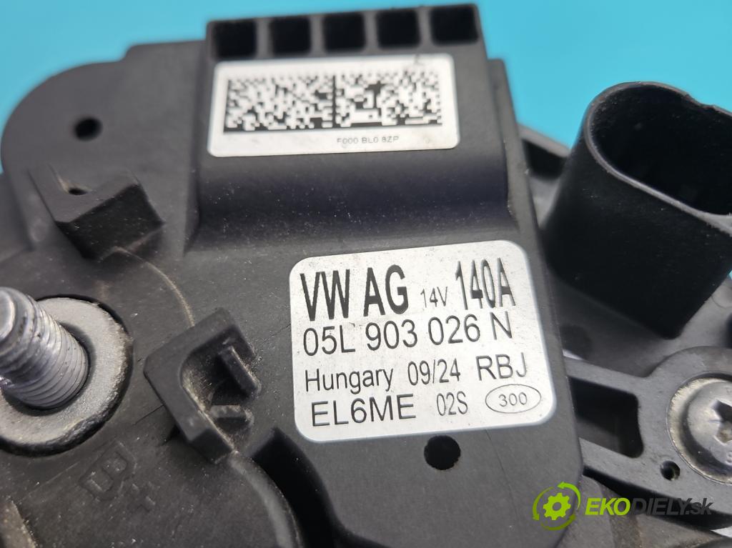 Skoda Octavia IV 2019- 2.0 tdi 116 HP manual 85 kW 1968 cm3 5- Alternator 05L903026N (Alternátor)