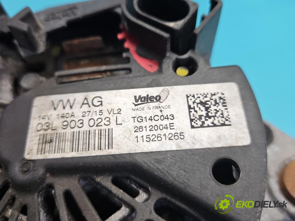 Vw Passat B8 2014 - 2.0 TDI 150 HP automatic 110 kW 1968 cm3 5- Alternator 03L903023L (Alternátor)