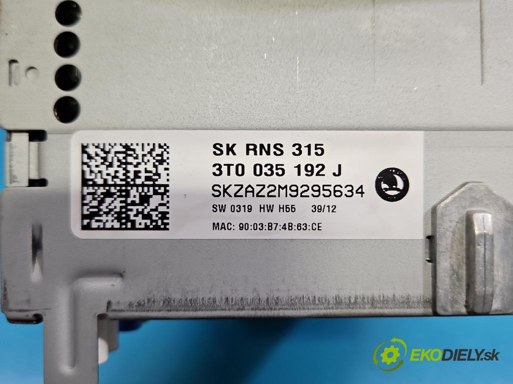 Skoda Yeti 2009-2017 2.0d 170 HP manual 125 kW 1968 cm3 5- Radio originál 3T0035192J