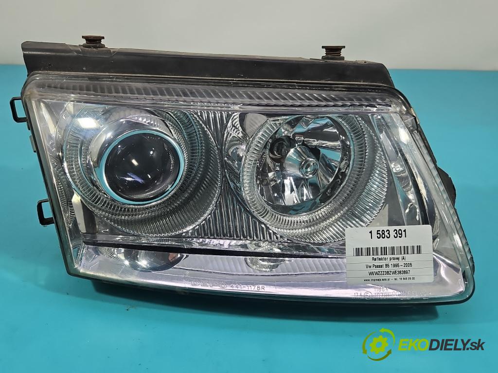 Vw Passat B5 1995-2005 1.9 tdi 110 HP manual 81 kW 1896 cm3 4- Reflektor: pravý  (Svetlo predné pravé)