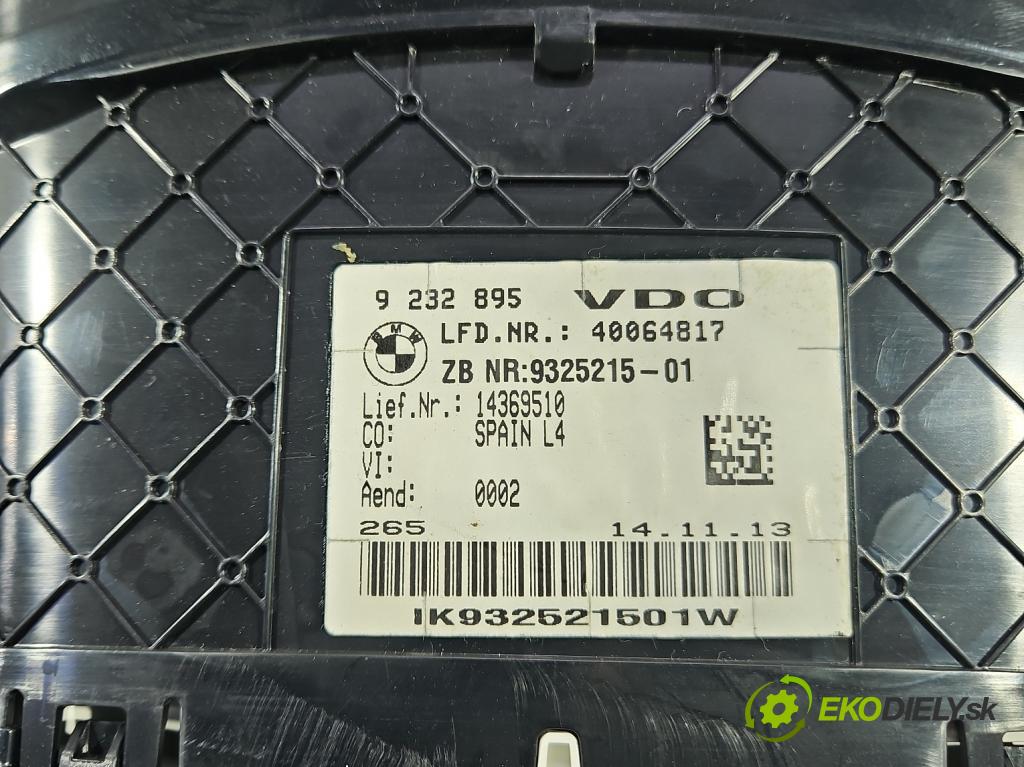 Bmw 3 F30 2011-2018 2.0d 184hp automatic 135 kW 1995 cm3 5- prístrojovka/ budíky 9232895 (Prístrojová doska)