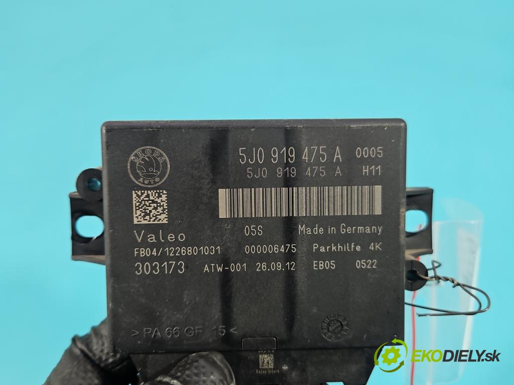 Skoda Yeti 2009-2017 2.0d 170 HP manual 125 kW 1968 cm3 5- riadiaca jednotka parkovaní: 5J0919475A