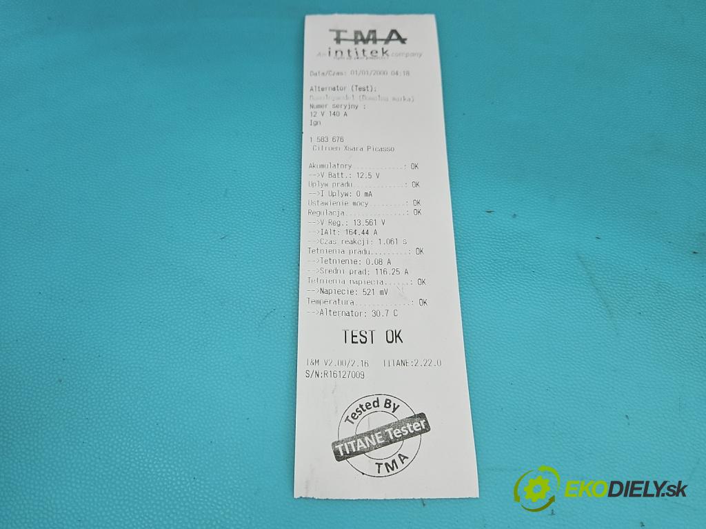 Citroen Xsara Picasso 1.6 hdi 90 HP manual 66 kW 1560 cm3 5- Alternator 9646321780 (Alternátor)