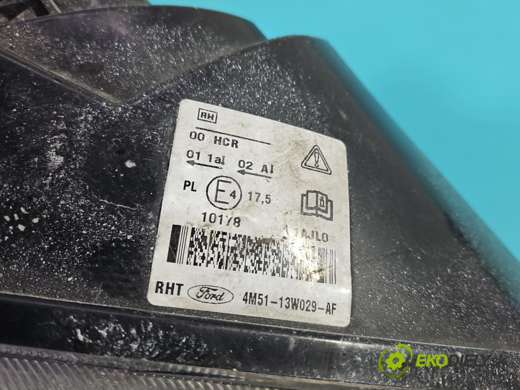 Ford Focus Mk2 2004-2011 1.8 tdci 116 HP manual 85 kW 1753 cm3 5- Reflektor: pravý 4M51-13W029-AF (Svetlo predné pravé)