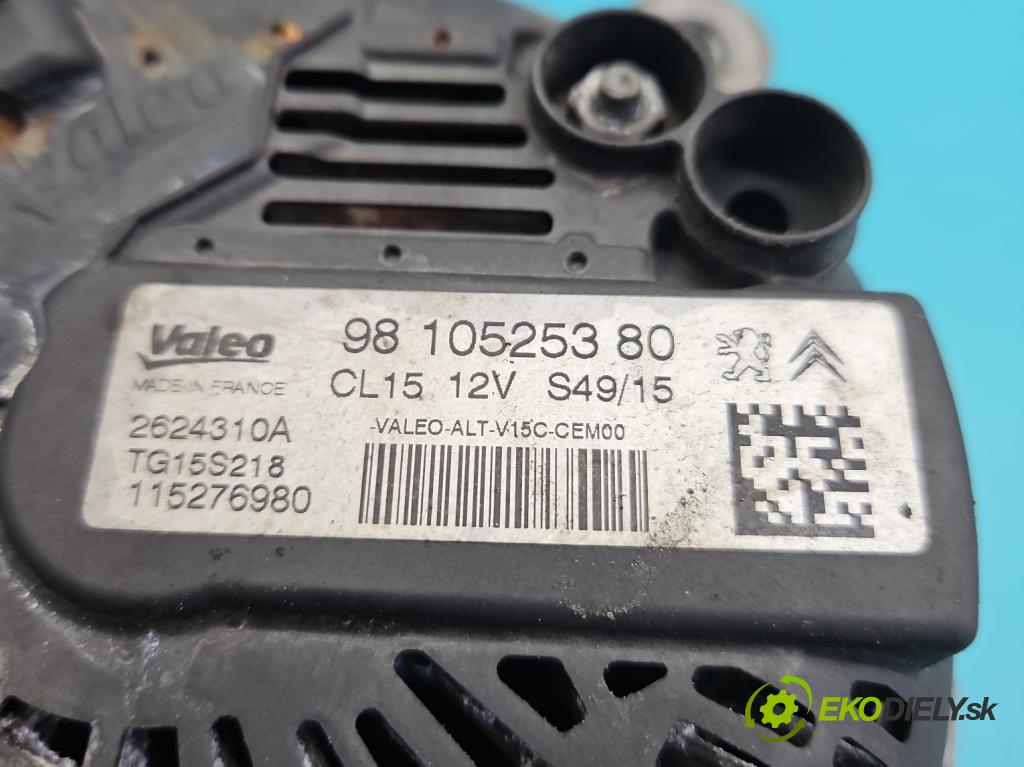 Peugeot 308 II 2013-2021 1.6 hdi 120 HP manual 88 kW 1560 cm3 5- Alternator 9810525380 (Alternátor)