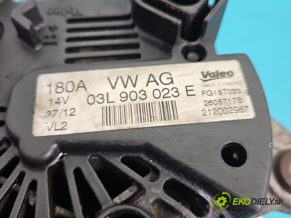 Skoda Yeti 2009-2017 2.0d 170 HP manual 125 kW 1968 cm3 5- Alternator 03L903023E (Alternátor)