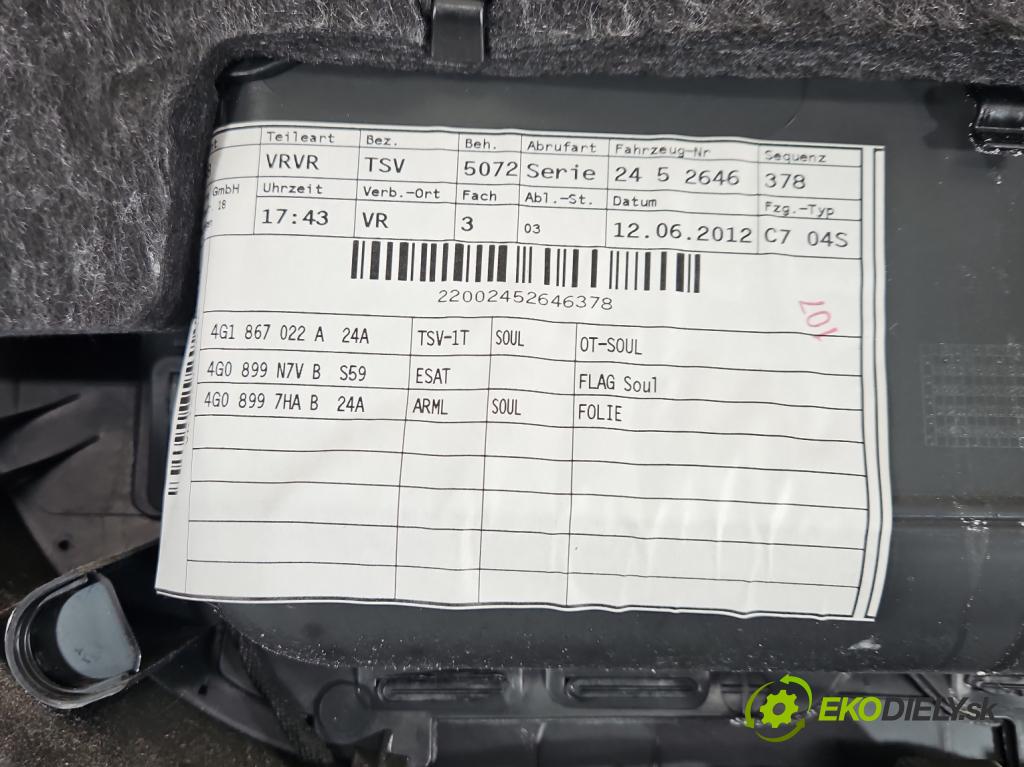 Audi A6 C7 2011-2018 2.0 tdi 177 HP automatic 130 kW 1968 cm3 5- Čalounictví: dvere predné pravé 4G2867106A