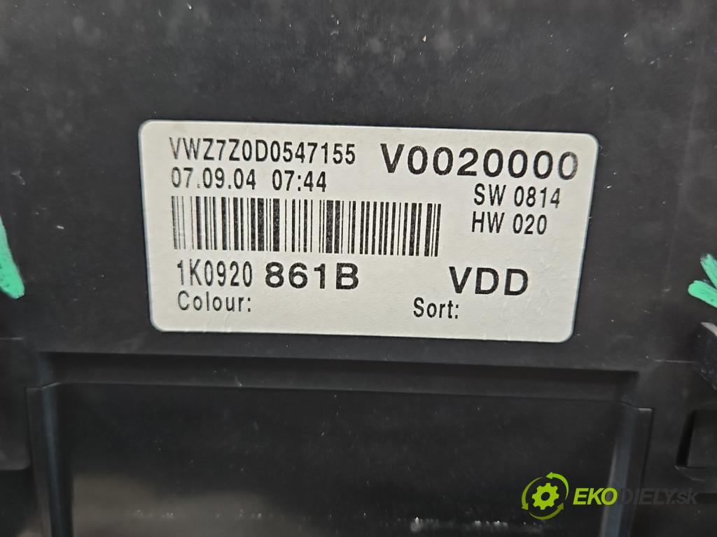 Vw Golf V 2003-2009 1.9 tdi 105 HP manual 77 kW 1896 cm3 5- prístrojovka/ budíky 1K0920861B (Prístrojová doska)