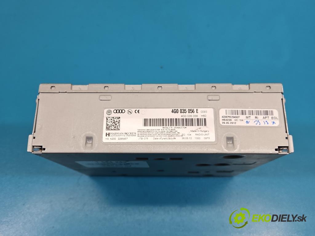 Audi A6 C7 2011-2018 2.0 tdi 177 hp automatic 130 kW 1968 cm3 5- Radio továrna: 4G0035056E