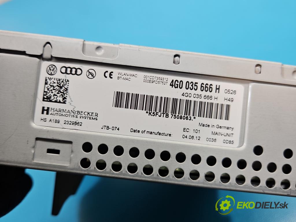 Audi A6 C7 2011-2018 2.0 tdi 177 HP automatic 130 kW 1968 cm3 5- Menič: cd 4G0035666H (CD menič)