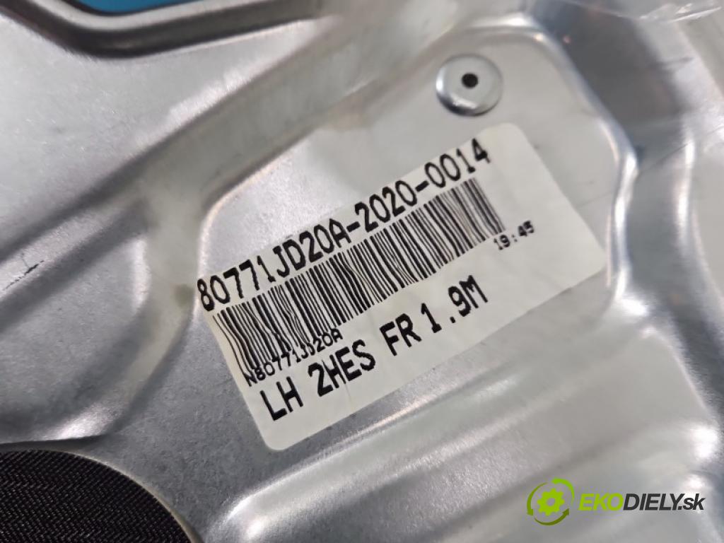 Nissan Qashqai I J10 2006-2013 1.6 16V 114 hp manual 84 kW 1598 cm3 5- mechanismus stahování přední levý 80771JD20A