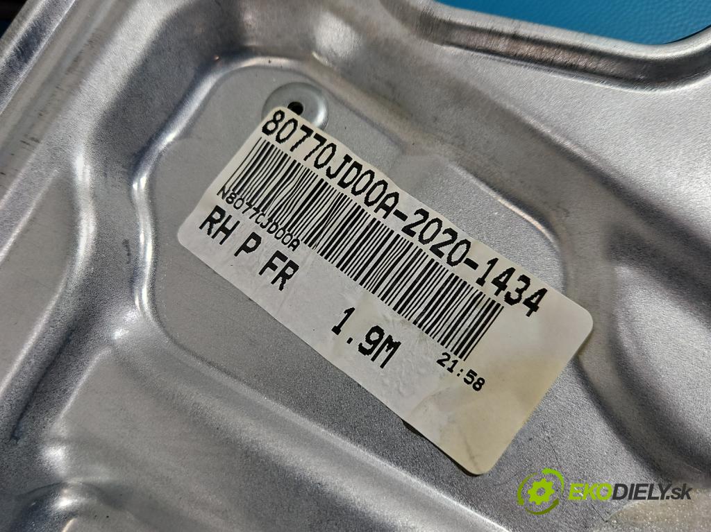 Nissan Qashqai I J10 2006-2013 1.6 16V 114 HP manual 84 kW 1598 cm3 5- mechanizmus okna predné pravý FC685AL