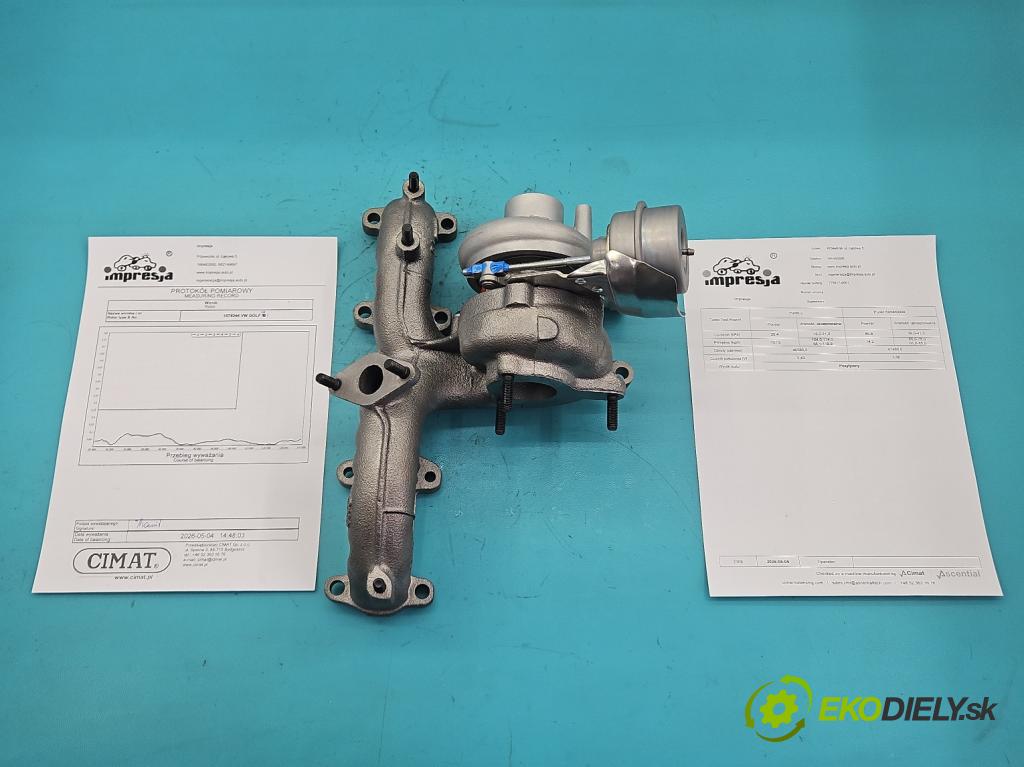 Vw Golf IV 1997-2003 1.9 tdi 101 hp manual 74 kW 1896 cm3 5- Turbodmychadlo repasováno KP39A-0007
